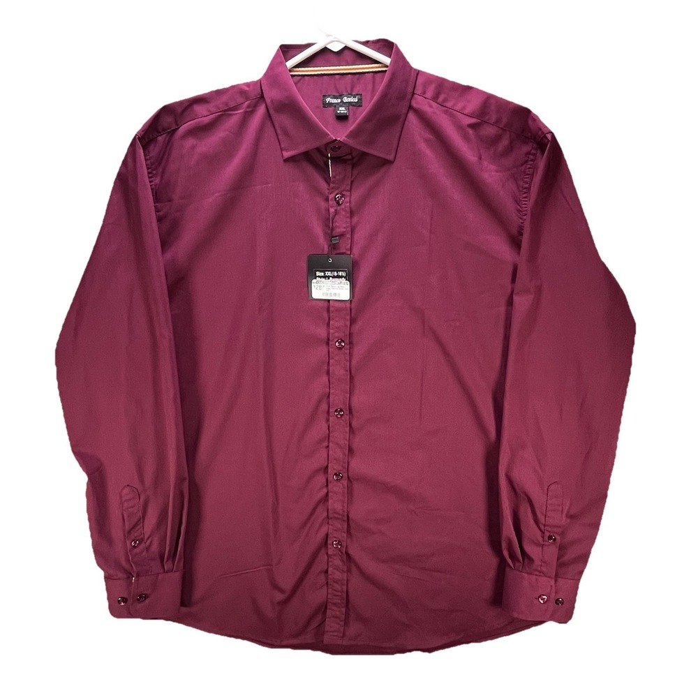Franco Benicci Dress Shirt Mens 2XL Maroon Long Sleeve Casual Button Up NWT